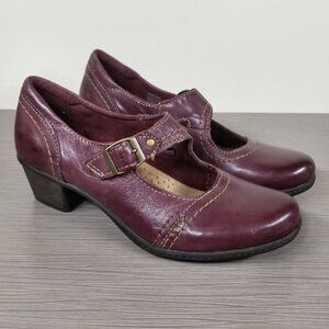 Earth Origins Meredith Mary Jane Shoe, Burgundy Leather, Womens Various Sizes